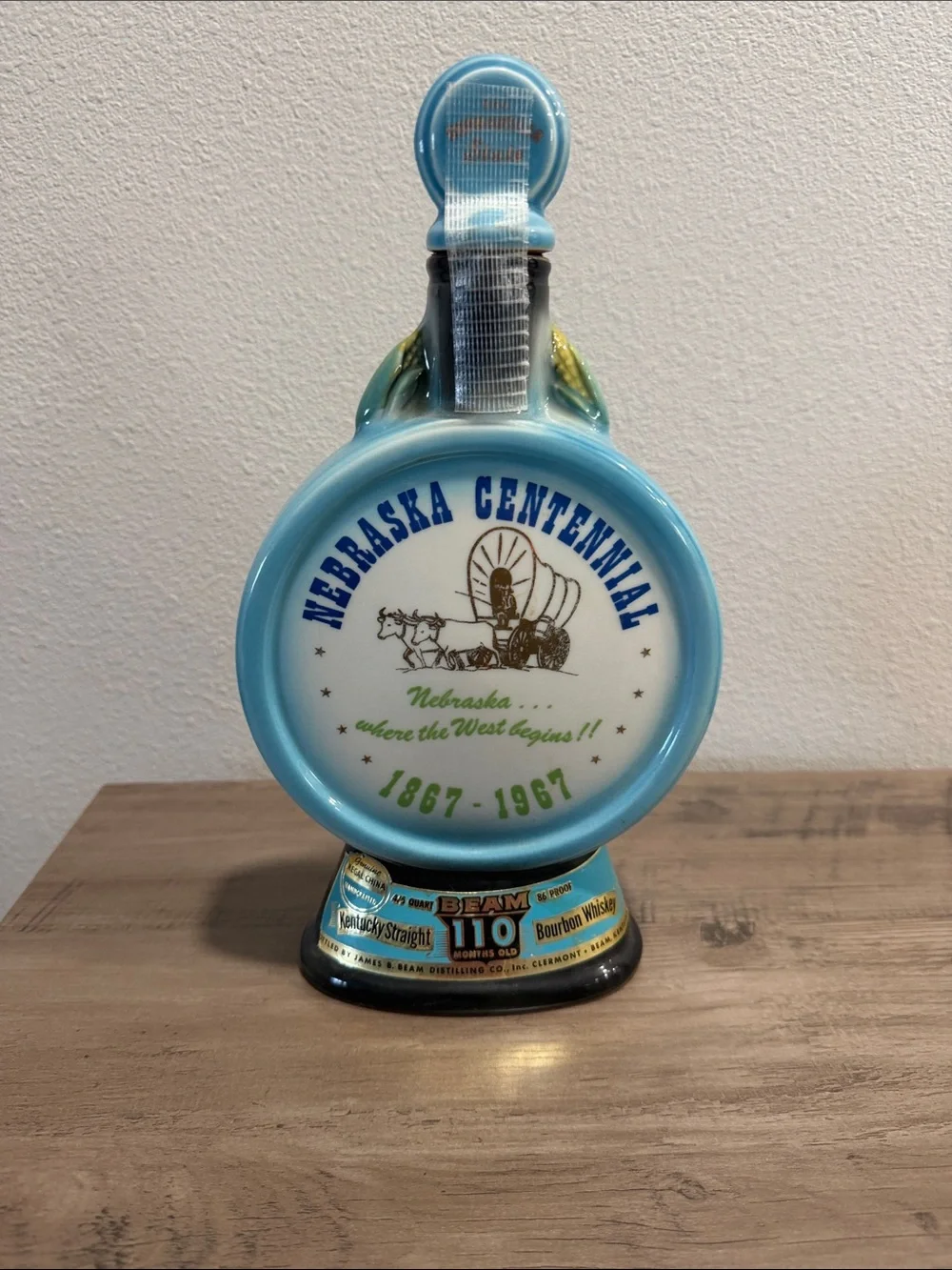 Nebraska Centennial 1867-1967 Blue Collectible Decanter